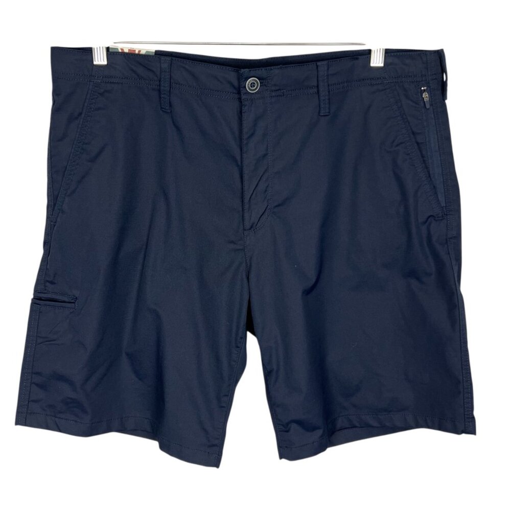 English Laundry Mens Flat Front Shorts Blue Stretchy Tech Pocket size 38